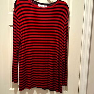 EUC Private Edition by Chico’s Red and Black Striped Long Sleeve Top  Chico’s 2